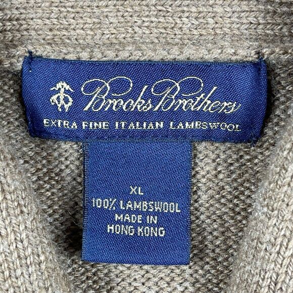 Brooks‎ Brothers Sweater Mens XL Brown Italian Lambswool Vintage Hong Kong Dad - Picture 4 of 12